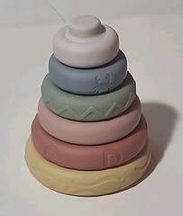 Silicone Stacking Rings Baby Sensory Learning Toy Six Colorful Textured Designs