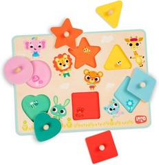 Portable Wooden Peg Puzzle – Shapes and Colors Learning Toy for Kids 18+