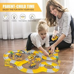 260 Piece Engineering Track Set for Kids with Racing Cars and Construction Toys