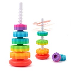 Baby Spinning Stacking Toys, 1-3 Rainbow Ring Stacker Montessori Toys for Bab…