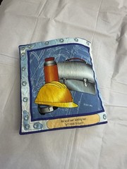 Busy Builders Soft Cloth Book 10in Handmade Cotton Construction Trucks Kids