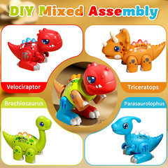 LZZAPJ Montessori Dinosaur Assembly Toy Set with Lights & Music – STEM Dinosaur