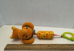 Brights Start Plush Elephant Orange Yellow Chime Rattle Stroller Crib Clip 11″