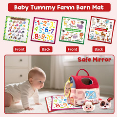 Baby Toys 6-12 Months, 11PCS Surprise Barn Toy with Stuffed Farm Animals, Rattle