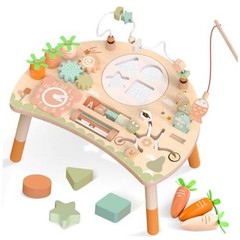 Wooden Activity Table for Toddlers 1-3, 9 in 1 Montessori Toy | Neutral Colors