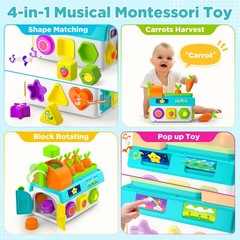 Learning Toys for 1,2 Year Old Girl Boy Gifts, Montessori Shape Small, Blue