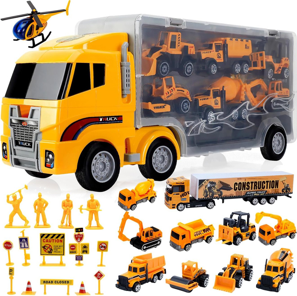Construction Car Toy Set 13Pk Truck Vehicles Set Gift for Toddlers Boys