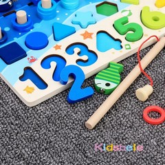 Kids Montessori Math Toys For Toddlers Educational Wooden Puzzle Fishing Toys