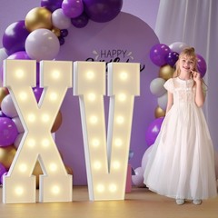 Marquee Numbers 15th-Birthday Large Decorations: 4ft Light Up Letters XV Birt…