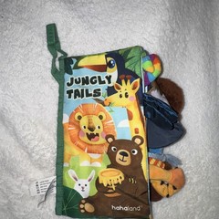 Jungle Tails 10 textures 3D Interactive Baby Cloth Book 0-18mo Stroller/Crib Tie