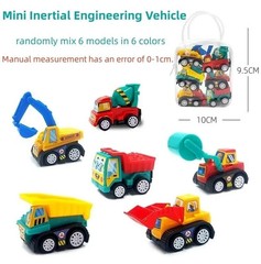 6/12Pcs Mini Inertial Pull Back Engineering Car Set Child Kids Cartoon Toys Birt