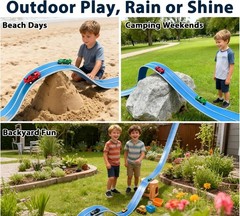 15 Ft Flexible Race Car Track (Daytona Blue) for Kids,Flex Track Starter Set