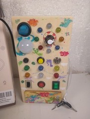 Dino Busy Board with 8 LED Light Switches, Toddler Montessori Busy Board