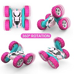 Remote Control Car for Girls, 360° Flipping Stunt Standard (Headlights) Pink