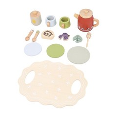 Kids Wooden Pretend Kitchen Teapot Set Learning Toy With Dish Cup Ages 3+