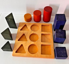 Wooden Story Shape Sorter Blocks Stacking Size Sorting Natural Wood Montessori