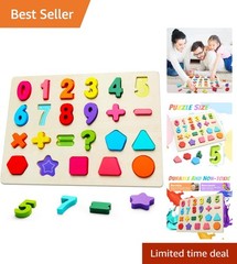 Colorful Wooden Toddler Puzzles – Number & Shape Recognition for Early Learning