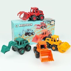 Educational Construction Truck Toys – 4-Piece Friction Vehicle Playset for Kids