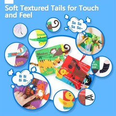 2pc Baby Books 0-6 Months,Touch Feel Sensory Cloth Crinkle Soft Books,Tummy Time