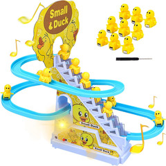 Small Duck Climbing Stairs Toy,Electric Duck Roller Coaster Toy Set,With LED Fla