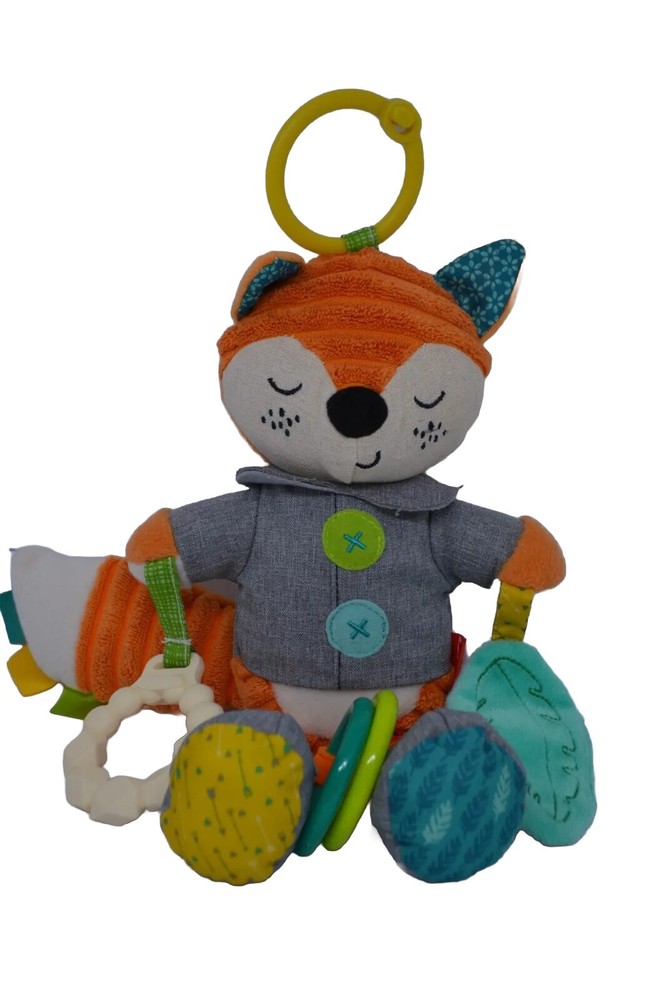 Infantino Go Gaga Pal Fox Plush Stroller Crib Rattle Activity Sensory Toy Orange