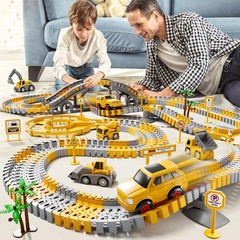 iHaHa 236 PCS Construction Toys Race Tracks for Boys Kids Toys, 6 PCS Constructi