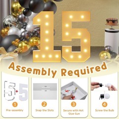 imprsv 4FT Light Up Numbers, Marquee Numbers 15th Birthday Decorations for Gi…