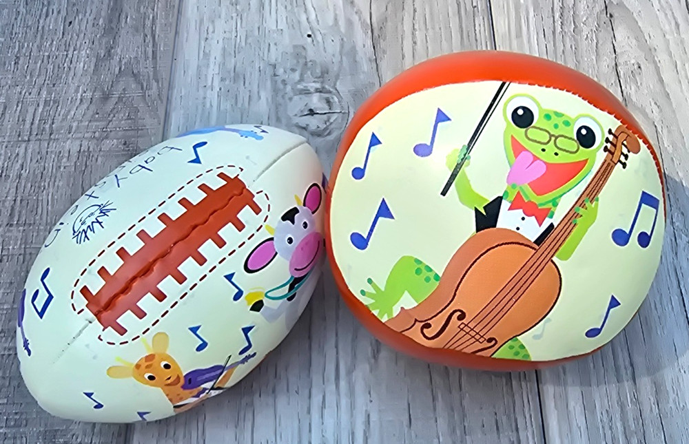 Baby Einstein Sensory Sports Balls Football Soccer Beach Ball Lot 2 Rare 2007