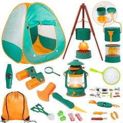 Kids Camping Set with Tent – Toddler Toys for Boys with Campfire, Green