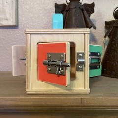 LOVEVERY Wooden Lock Box Latches “The Realist” Box Montessori Learning Toy