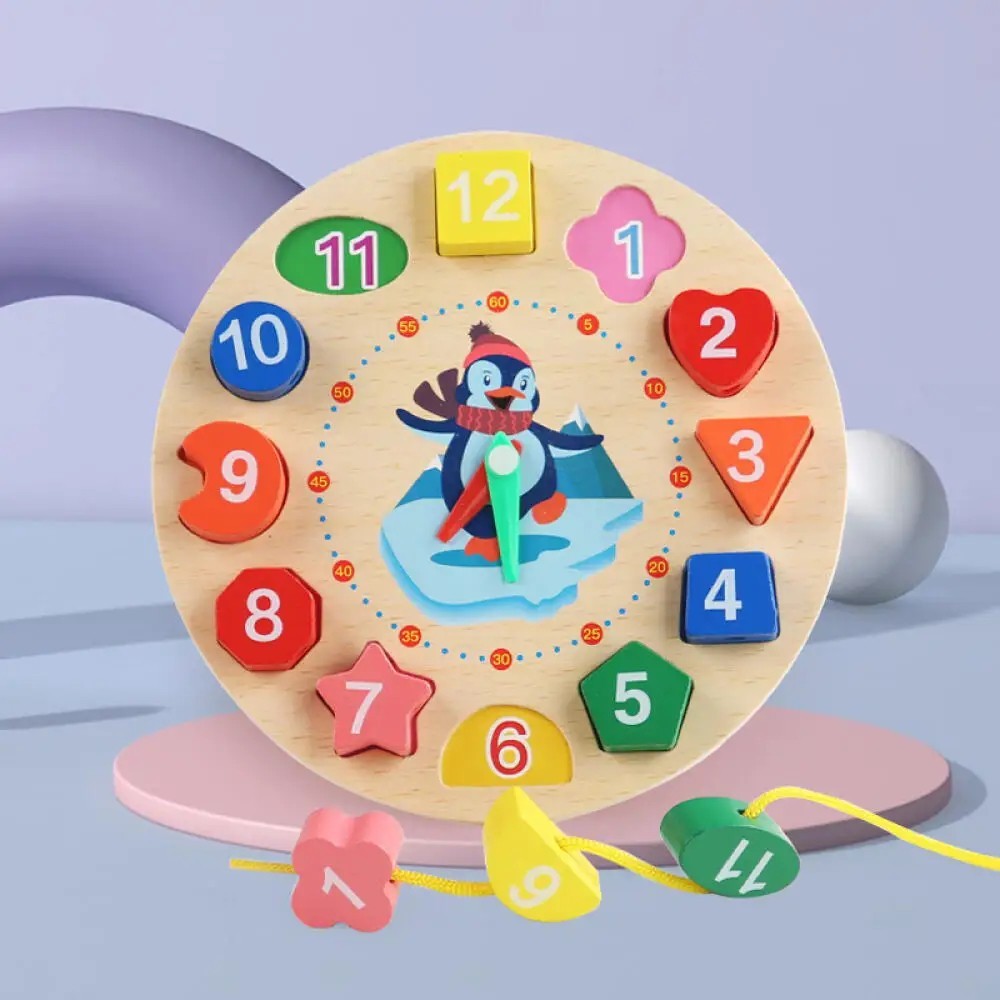 Children New Wooden Clock Puzzle Sorting Toddler Kid Educational Gifts Toy