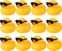 Chivao 12 Pcs Rubber Ducks with 12 Sunglasses/ Hats/ Headwear Small Mini Carniva