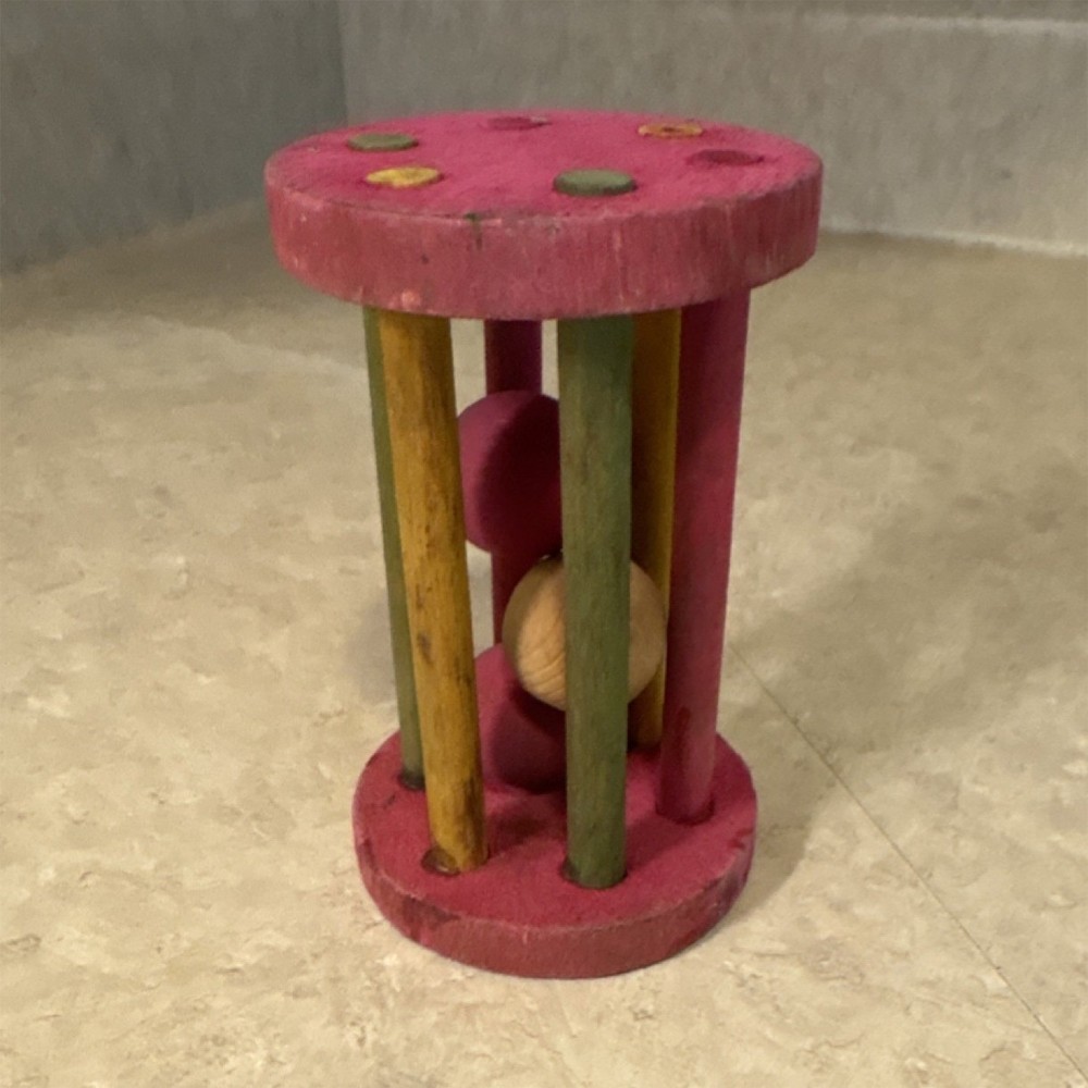 Wooden Multicolor Baby Rattle Toy Red Green Yellow Natural Wood Developmental