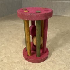 Wooden Multicolor Baby Rattle Toy Red Green Yellow Natural Wood Developmental