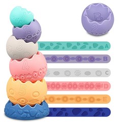 Miawow Stacking Balls Soft Toys for Babies 6 6 Count (Pack of 1), Multicolor
