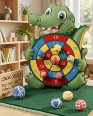 Kids Dart Board Game Toy with 3 Sticky Balls Cartoon Animal Indoor Outdoor.