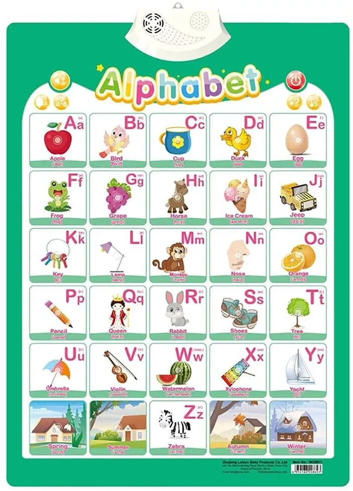Wall Chart for Toddlers Kids Learning Toys Education Fruits Vegetables Vehicles