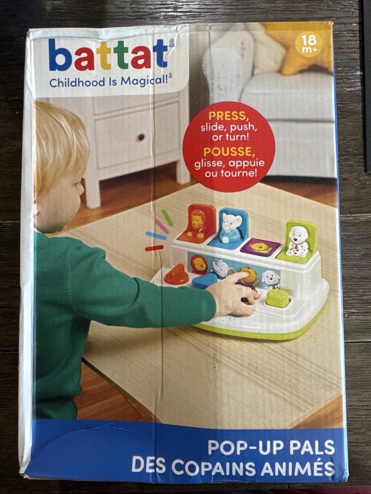 Battat Pop-Up Pals Activity Toy Animals Hand-Eye Coordination 18 Months and Up