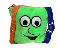 Buckle Toy Buster Square Plush Zipper Pouch With Colorful Straps