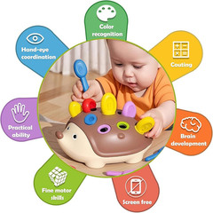 Fine Motor Skills Toys for Toddlers 1-3, Hedgehog Montessori Toys with Color Sor
