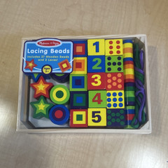 Melissa & Doug Lacing Beads Set Multicolor Shapes Numbers Ages 3+ Toy