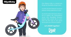 RoyalBaby, 12″ Lightweight Alloy Frame Toddler Kids Balance Bike | Dinosaur