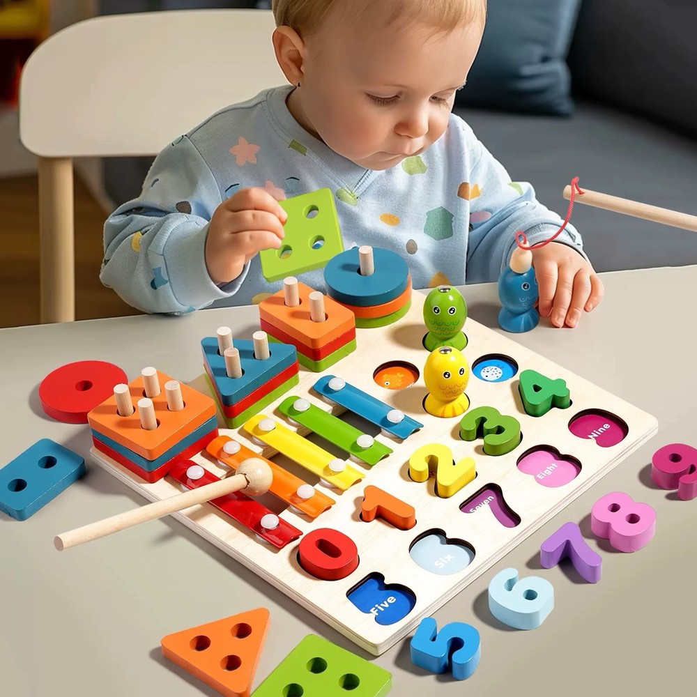 Montessori 4-in-1 Wooden Educational Toy Set For Toddlers