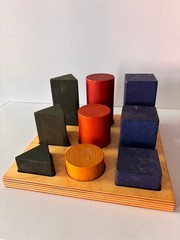 Wooden Story Shape Sorter Blocks Stacking Size Sorting Natural Wood Montessori