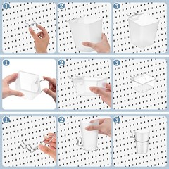 Jinei 12 Pcs Pegboard Bins and Cups with Hooks and Loops Peg Assortment Organ…