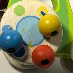 Goki Germany Wood Pull Toy Clacking Bead Wheels Soft Noise Waldorf Non-toxic Toy