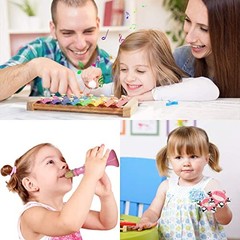 Kids Musical Instruments Sets, Non-Toxic Musical Toy, Wooden Percussion Pink