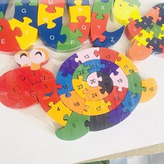 3 Alphabet & Number Jigsaw Puzzle Animal Wooden Puzzle Snake Snail Turtle