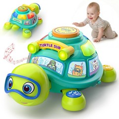 Musical Baby Toys 6-12 Months, Bilingual Educational Turtle Toys for Infants 5 6