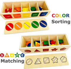 Dailyfunn Montessori Toys Color&Shape Sorting Learning Matching Box for Baby Tod
